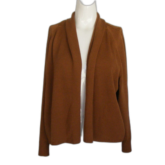 ST.JOHN SPORT Sweater, XL, Brown Knit, Long sleeve, Open front, Textured sleeve - Picture 10 of 14